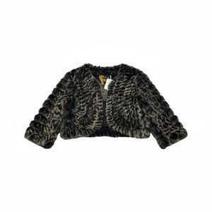Real Rabbit Fur Bolero Jacket XS NWT – Luxe Soft Black/Tan Cropped Coat